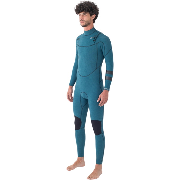 2026 Hurley Da Uomo Plus 4/3mm Chest Zip Muta MFS0012403 - Black / Sky / Blue